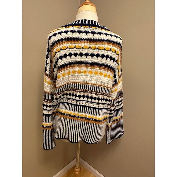 Marc New York Striped Cardigan Sweater Blue/Yellow/Cream Sz Large - Picture 5 of 7